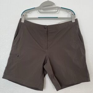LL Bean Women's Comfort Trail Shorts Size 16 Brown Stretch Hiking Adjustable